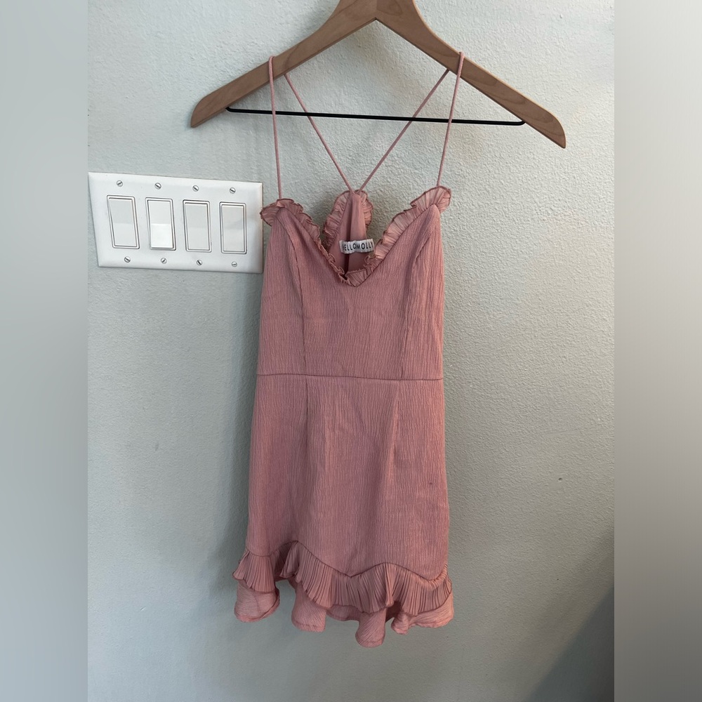 Hello Molly SCORPIO SEASON DRESS BLUSH Elegant Pink Ruffle Hem Dress - Picture 6 of 12